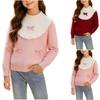 Girls' Knit Sweater with Round Neck Long Sleeve Pullover