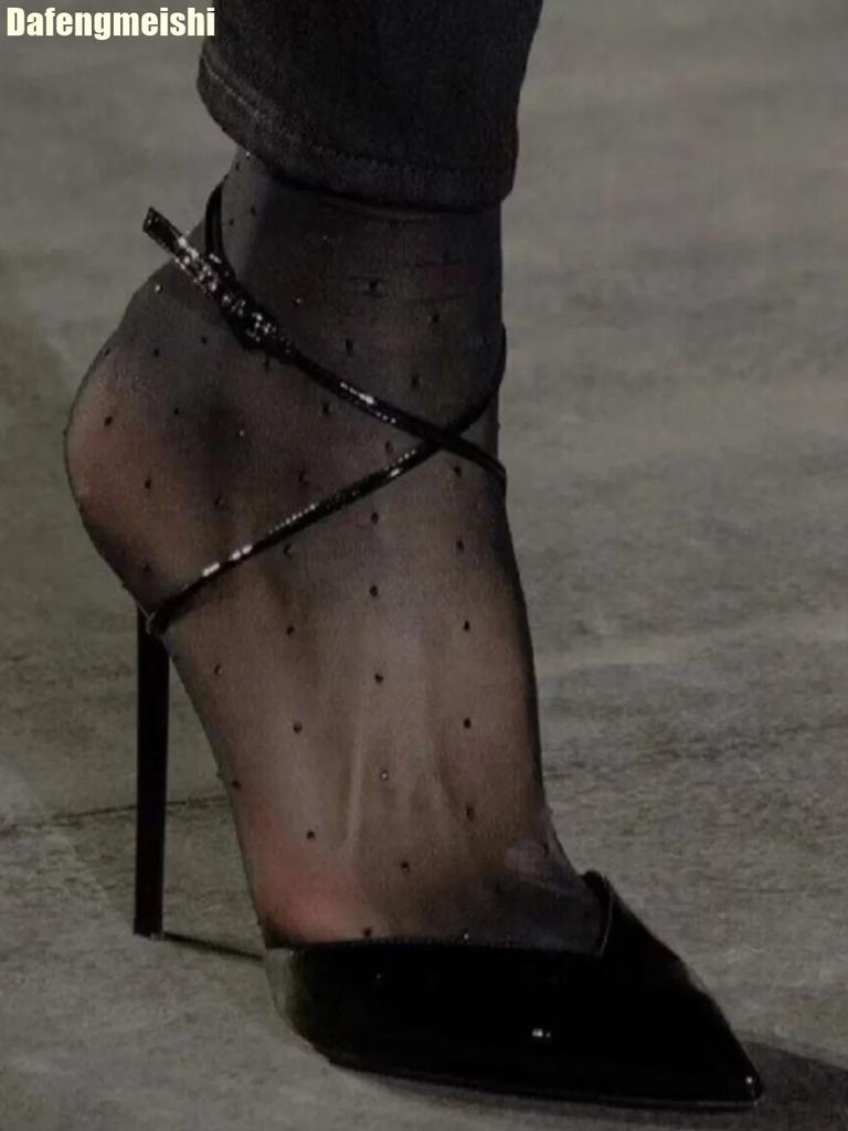 Fashion Pointed Toe Summer Women Sandals Sexy Cross Strap One-Strap Stiletto High Heels 2025 New Shallow Slingback Fashion Sandals