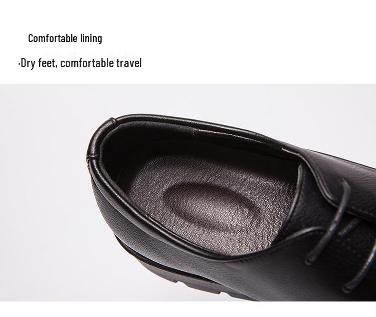 Men's All-Season Pointed Toe Leather Shoes - Korean/British Style, Casual Business Lace-up