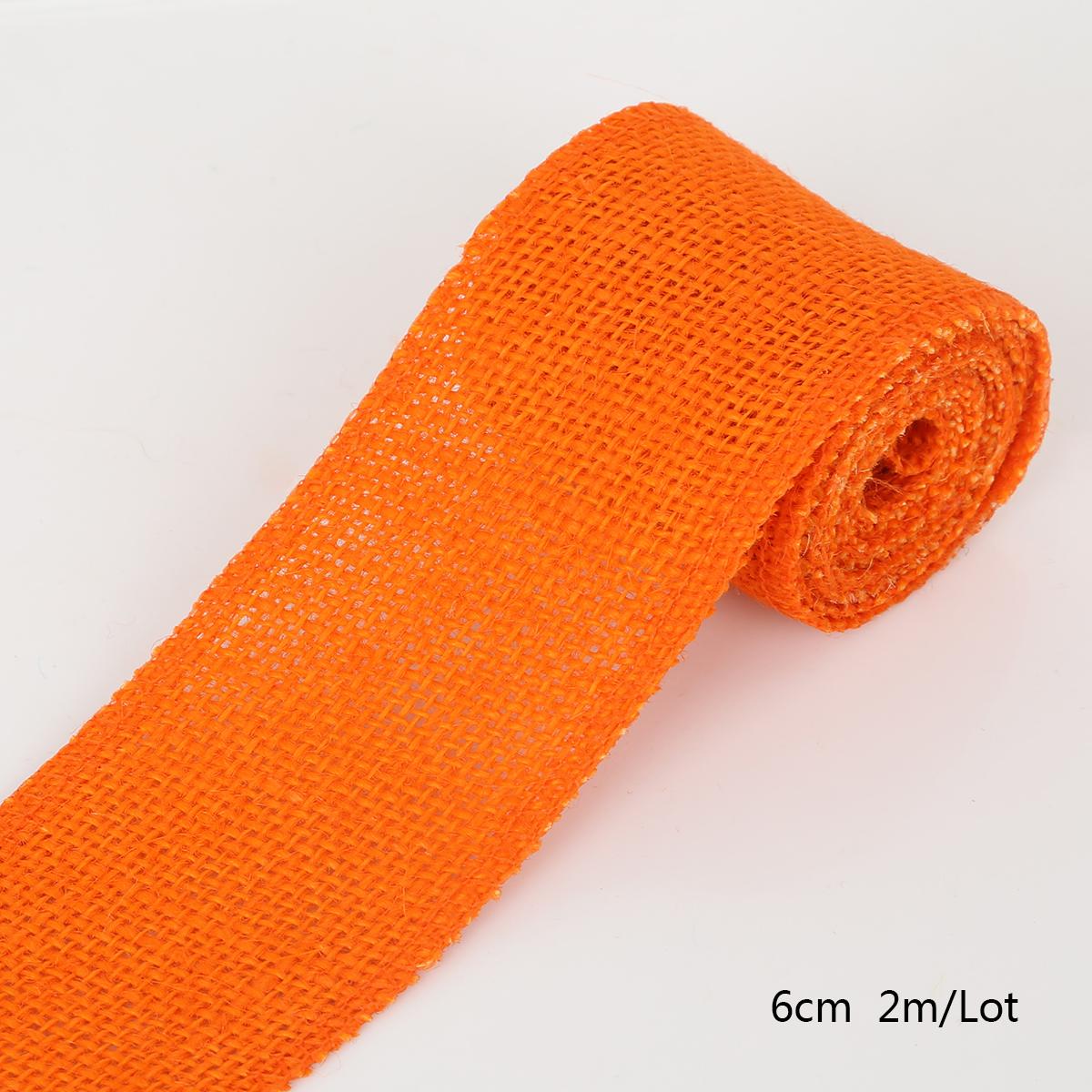 

2 метра цветной натуральной джутовой мешковины лента джутовая ткань рулон мешковина лента отделка лента деревенский свадебный декор вечеринки оранжевый