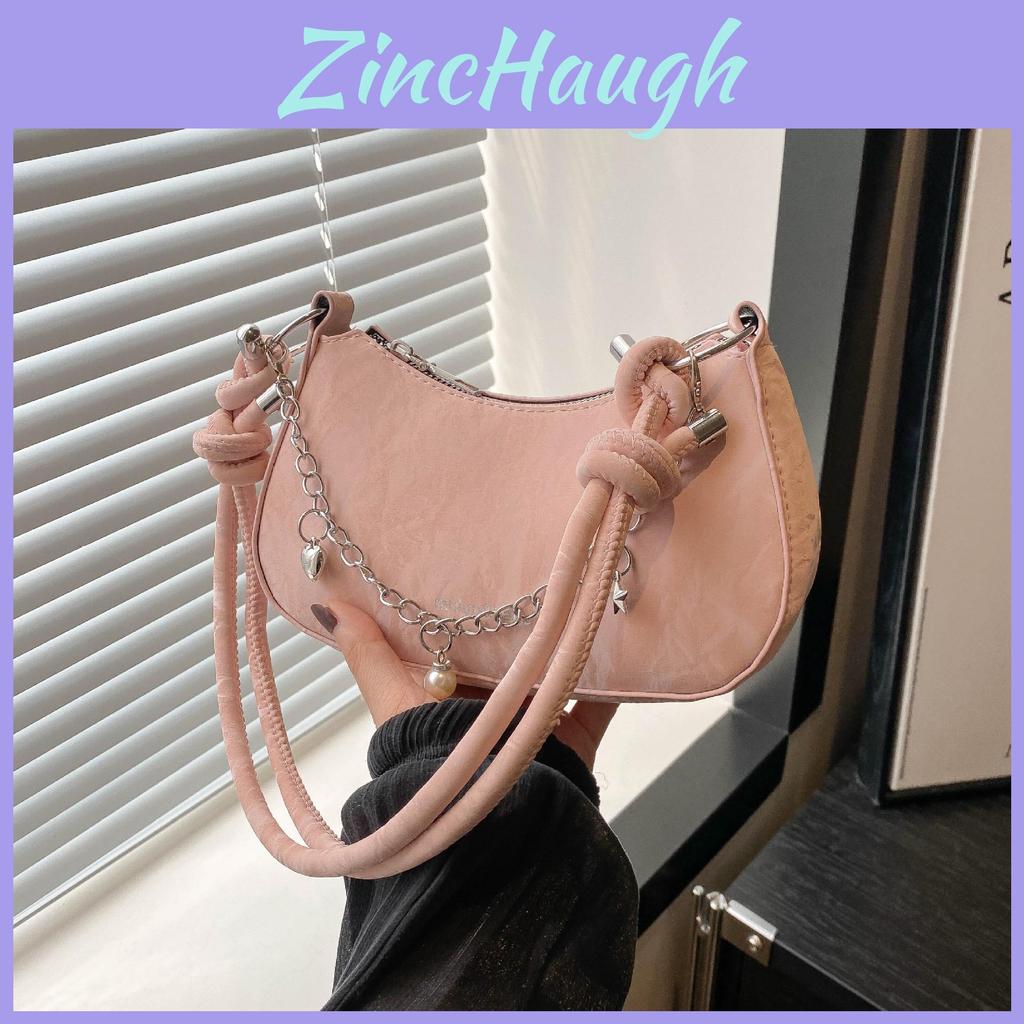 Street Style Pu Shoulder Bag For Women With Chain Strap And Zipper Closure