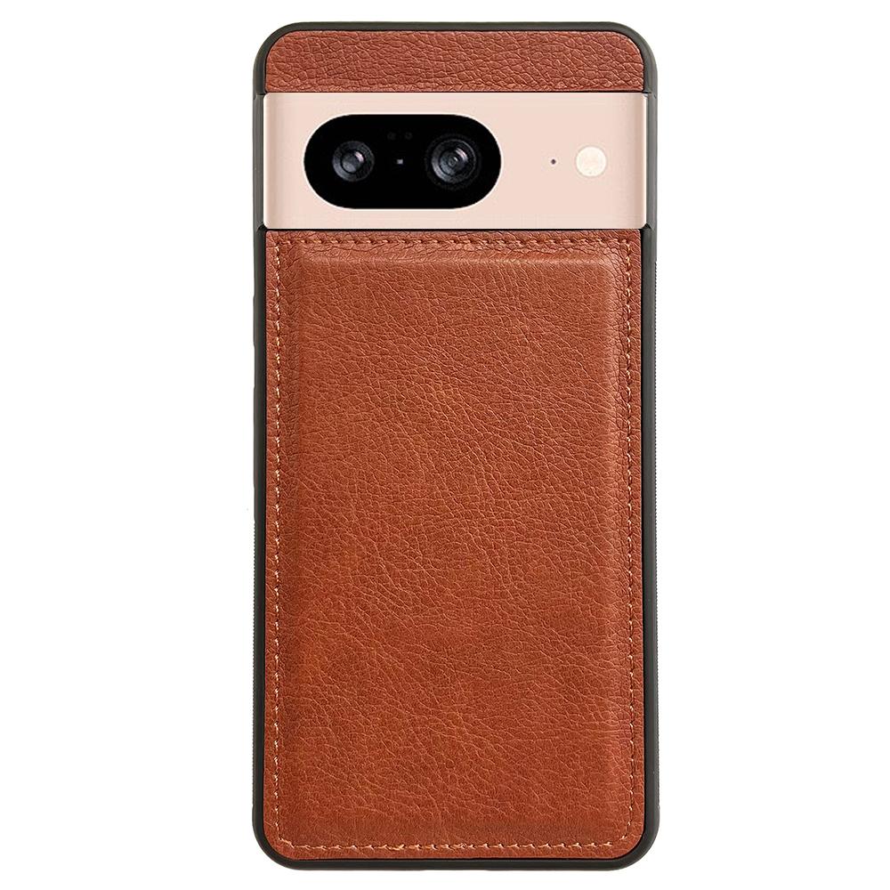 

For Google Pixel 9/Pixel 9 Pro Case Calf Texture Leather Coated TPU Slim Back Cover Brown