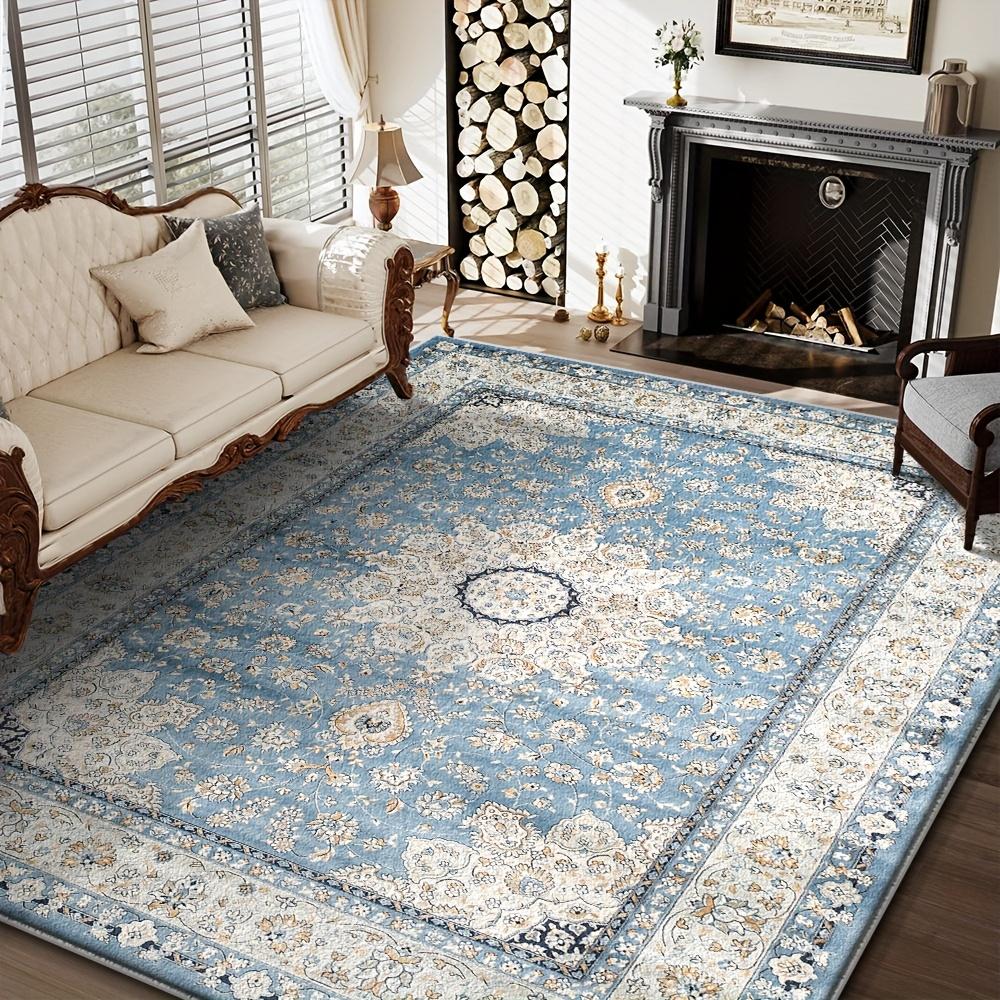 

IT Velvet Grams/Square Meter, Large Blue Floral Floor Carpet with Non-Slip Backing, Suitable for Indoor Offices And Restaura 60x90cm