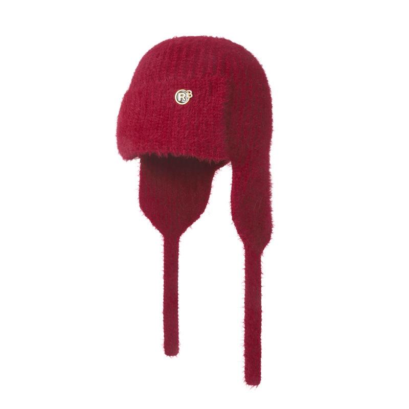 

Женская зимняя осенняя шапка-бини из искусственного меха норки однотонная с лентами и ушками теплая вязаная шапка-ушанка универсальная для студентов