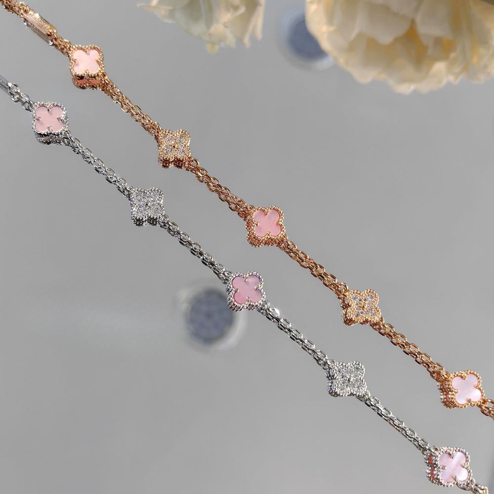 Mini Four-leaf Clover Carnelian Bracelet Lucky Clover White Mother-of-pearl Bracelet for Women