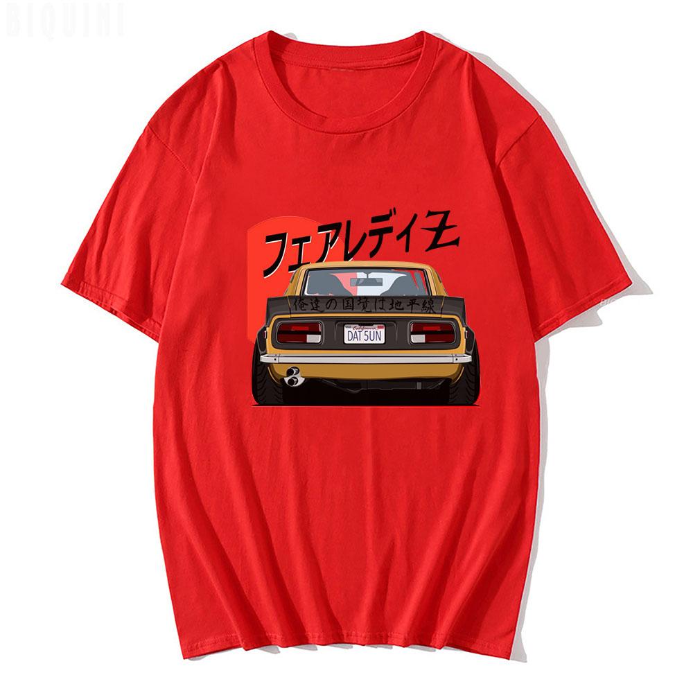 T-shirts Konsttryck Japansk Stil Retrobil 90-tal 100% Bomull Sommar EU-storlek Toppar Casual Harajuku Kortärmad Lös