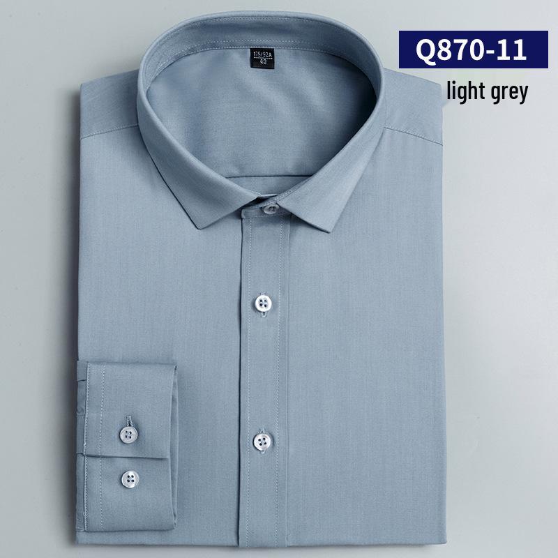 Men's 2026 Bamboo Fiber Slim Fit Long Sleeve Dress Shirt - Comfortable, Iron-Free Business Workwear