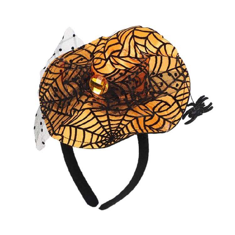 Festival Halloween Witch Hat Hairband with Mesh for Women Men Cosplay Spiderwebs Wizard Caps Headband Costume Accessory
