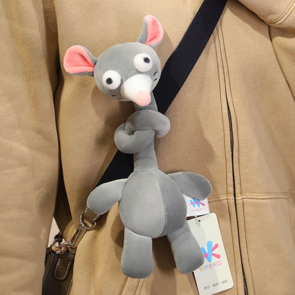 Cute Style Long Neck Giraffe Plush Keychain White Color Mouse Plush Pendant Bag Charm Decor