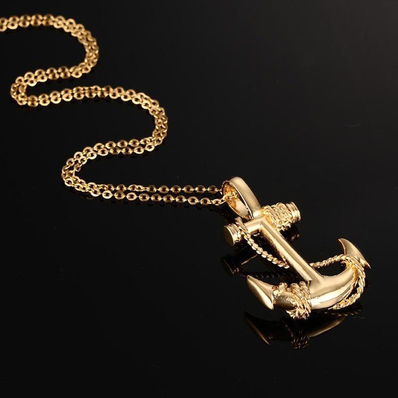 Titanium steel anchor pendant necklace, trendy men's personalized retro cross jewelry, boyfriend gift