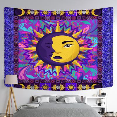 Arazzo Sole Luna Appeso a Parete Bohemien Hippie Mandala Stregoneria Materasso Soggiorno Decorazione Arte Casa