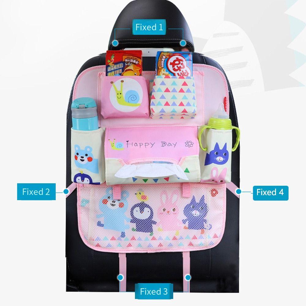 Cartoon Car Seat Back Storage Bag Multi-functional Auto Seat Organizer Car Interior Accessories