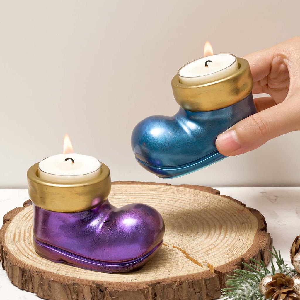 Christmas Boots Candlestick Silicone Mold DIY Xmas Ornaments Plaster Molds Concrete Resin Candle Holder Crafts Making Home Decor