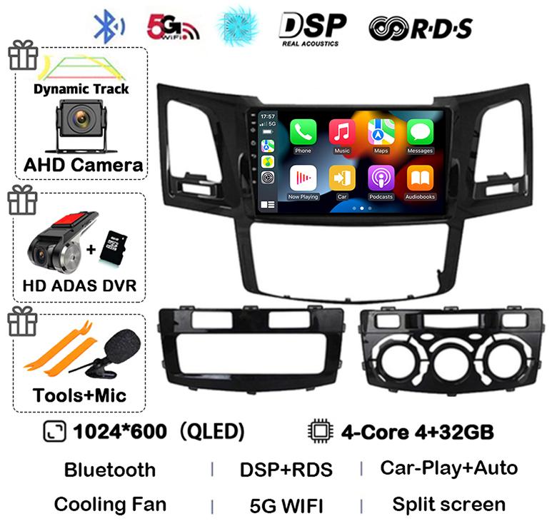 Android 14 Carplay Auto For Toyota Fortuner HILUX Revo Vigo 2007-2010 2011 2012-2014 2015 Car Radio Multimedia Player GPS Stereo