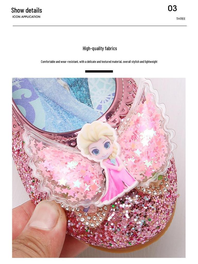 2025 Elsa Princess Crystal Leather Shoes for Girls - Soft Sole Spring/Autumn Performance Shoes