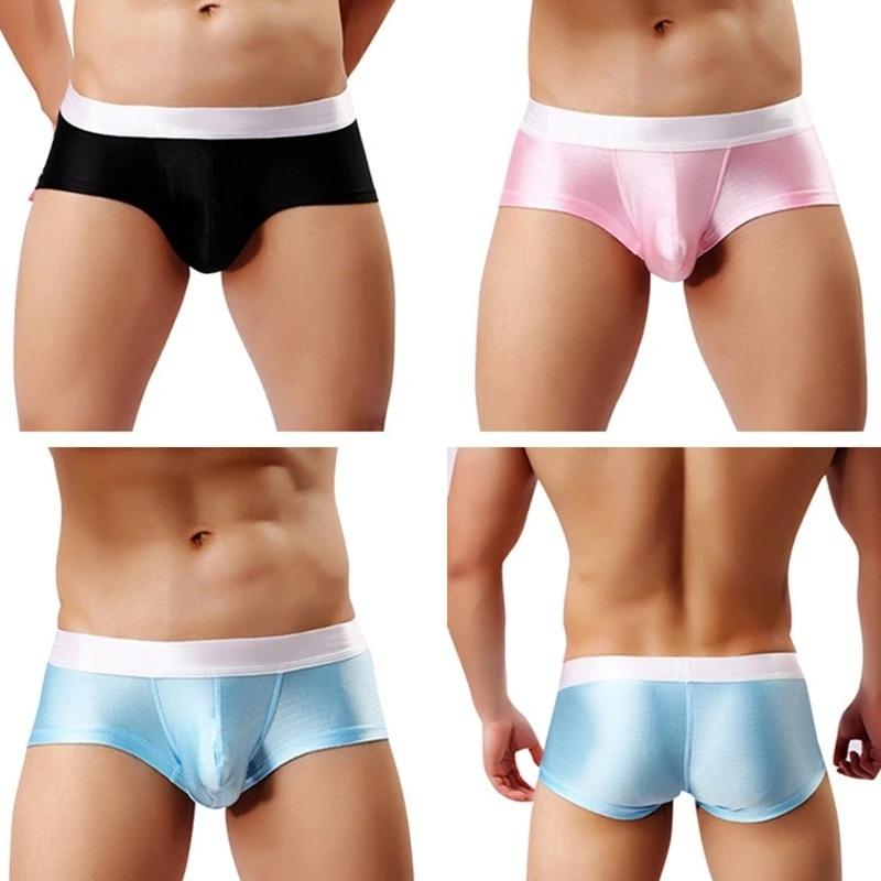 Men's Underwear Fashion Men Bright Briefs Male Sexy High Fork Silky Brief Shorts Man Gay Underwear Panties