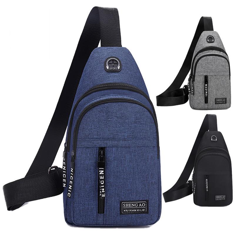 

2025 New Men s Oxford Chest Bag Multi-functional Sports Outdoor Crossbody Bag Leisure Headset Shoulder Bag single layer сірий