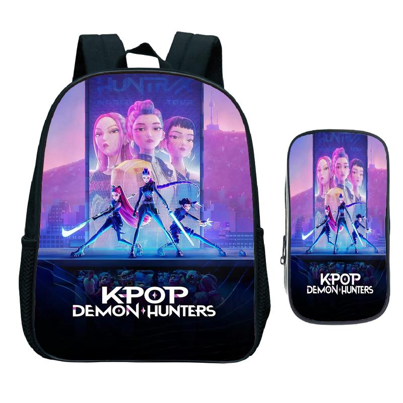 Detský KPop Demon Hunters Predškolský batoh 2-dielna súprava s peračníkom Deti Huntrix Dievča Batoľa Zoey Rumi Mira Saja Chlapci Ruksak