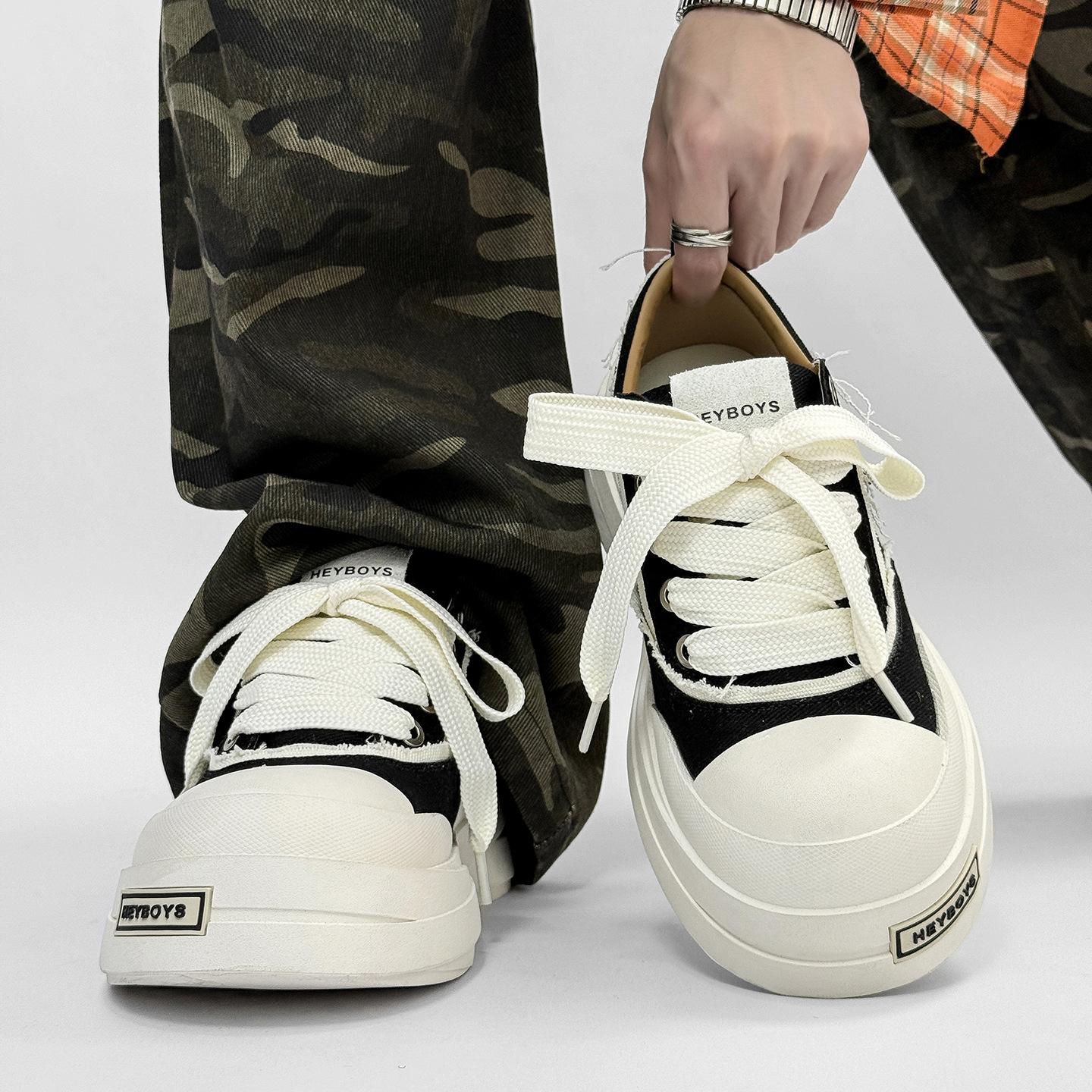 

Fashion Shoes for Men Fashion Canvas Mens Shoes Heightening Casual Thick Sole Board Shoes Couple Trendy Platform Sneakers Zapatos Hombre 38 чёрный