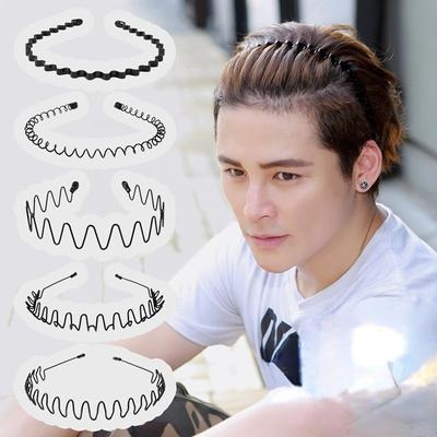 Unisex Metal Wavy Spring Hair Hoop Black Non Slip Outdoor Sports Headbands For Women Men Simple Hairband Headdress Face Washing