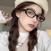 Retro Oval Frame Anti-Blue Light Glasses Sweet Cool Girls Black Glasses Vintage Simple Women Eye Protection Spectacles Uv400