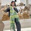 New Simple and High-end Scarf Thickened Warm Fringed Plush Shawl Autumn and Winter Versatile Plaid Scarf