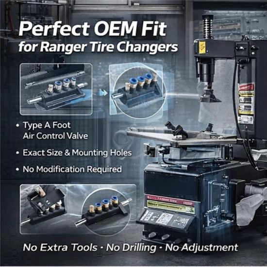 KIMISS Tire Air Control Valve Foot Pedal Valve for Tire Changer Machine, Aluminum Alloy 8mm OD Tubing Connectors Tyre Machine Pneumatic Switch Type A