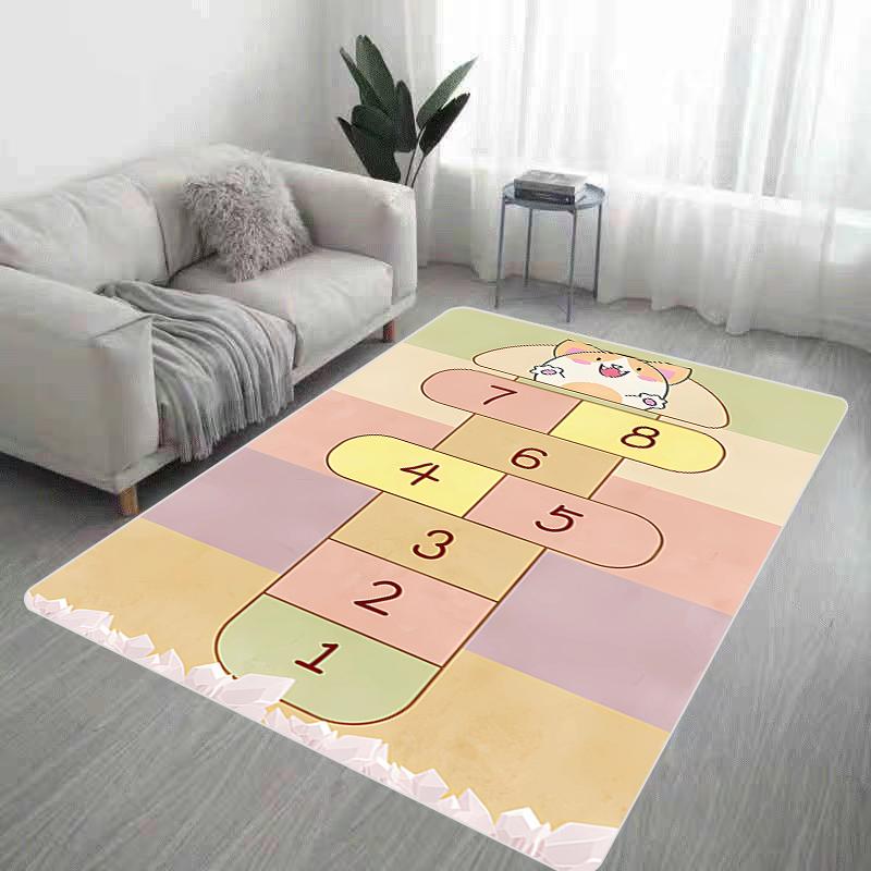 Felpudo de entrada con diseño de rayuela, para sala de estar, cocina, bonita, para oración de pies, para baño