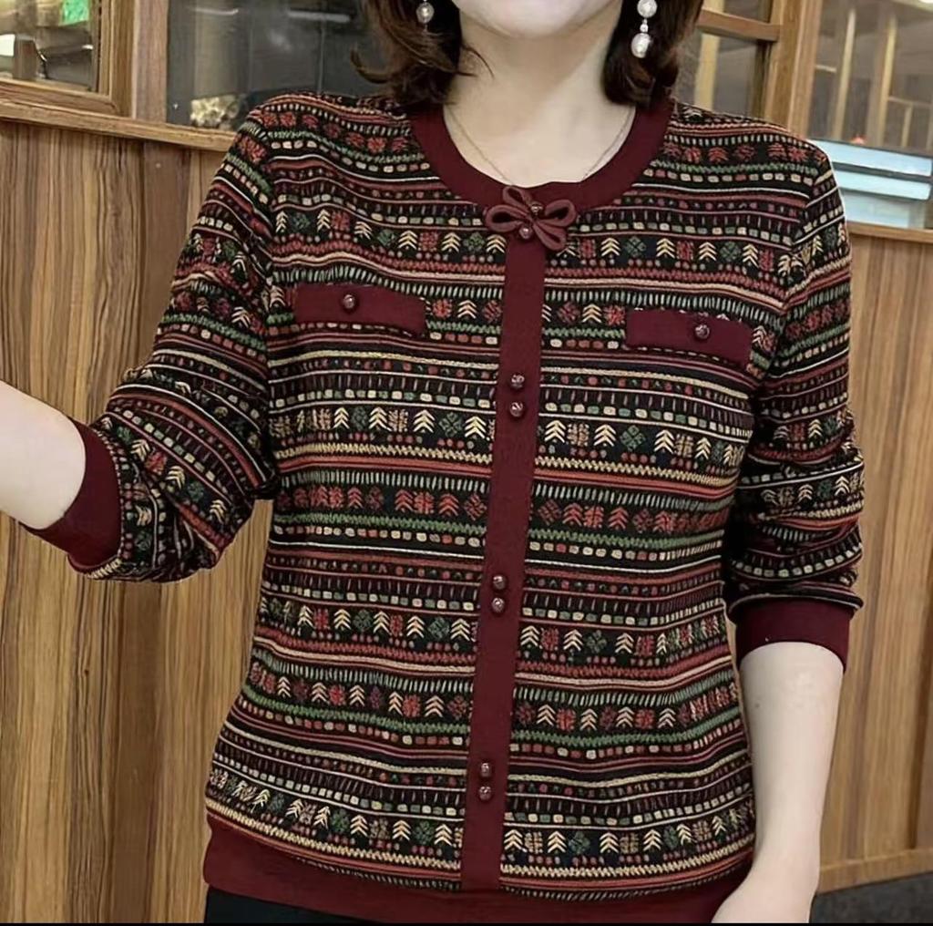 Top Termico Elegante con Maniche Lunghe in Pile per Mamme - Inverno 2025 - Girocollo, Design Snellente e Ringiovanente