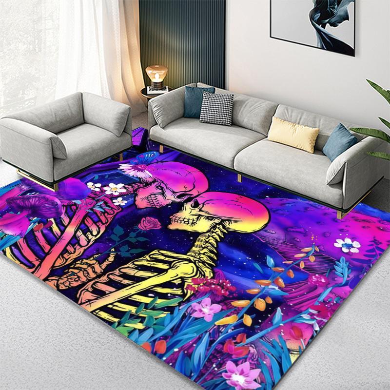 Love u to the Death Skull ( Carpet Rug for Living Room Bedroom Home Sofa Decoration,Kids play Non-slip Floor Mat