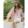 Girls' Spring and Summer Autumn Casual Loose Sweet Cute Outer Wear Homewear Cardigan Short sleeve Trousers Pajamas Set