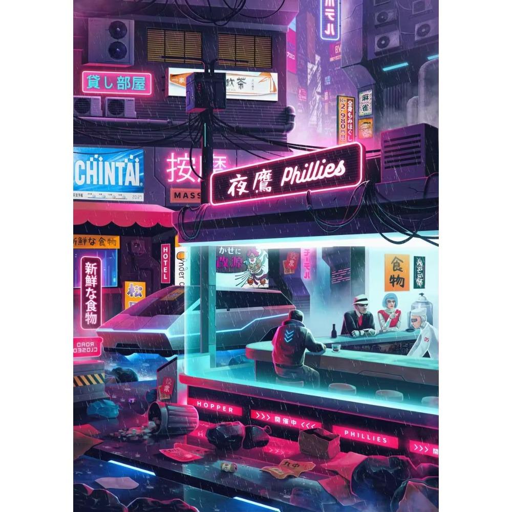 Future Cyberpunk City Poster Punk Style Night City Street Scenery Canvas Wall Picture for Living Room Decor Cuadro