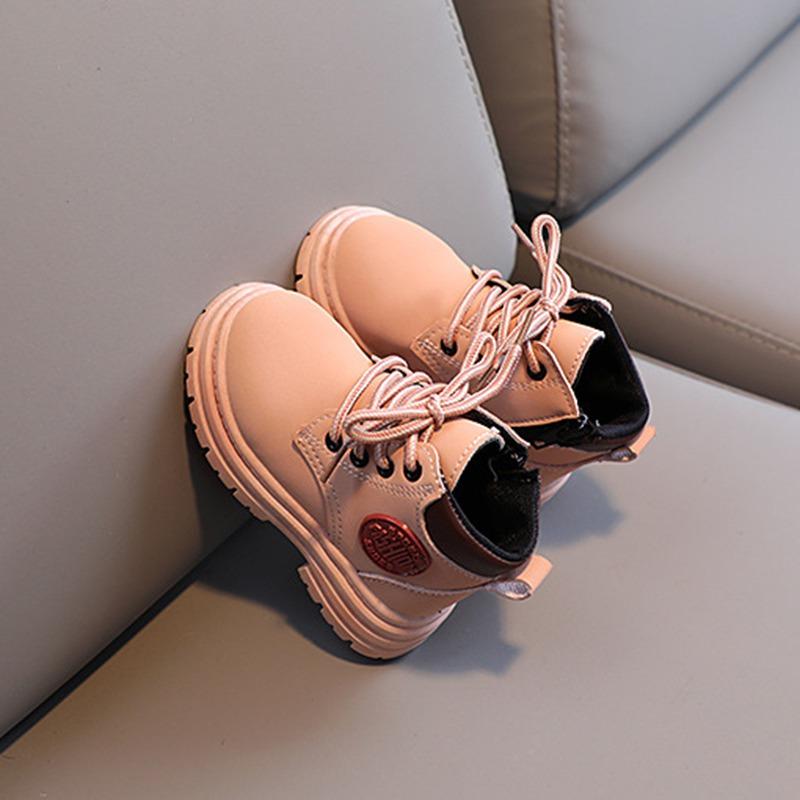 Herbst Winter Jungen Mädchen Hübsche Casual All-Match Bequeme Krawatte Seil Reißverschluss Rutschfeste Kurze Stiefel Schuhe