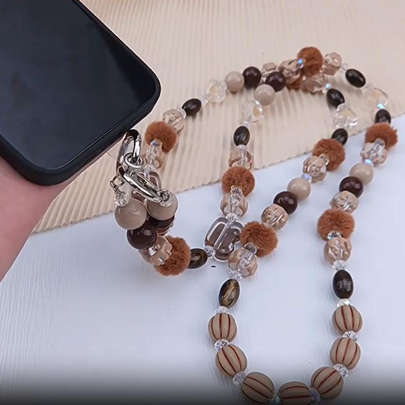Colorful Acrylic Diagonal Doll Strap Cross Chain Handmade Beaded Bag Decoration Mobile Phone Case Pendant Jewelry