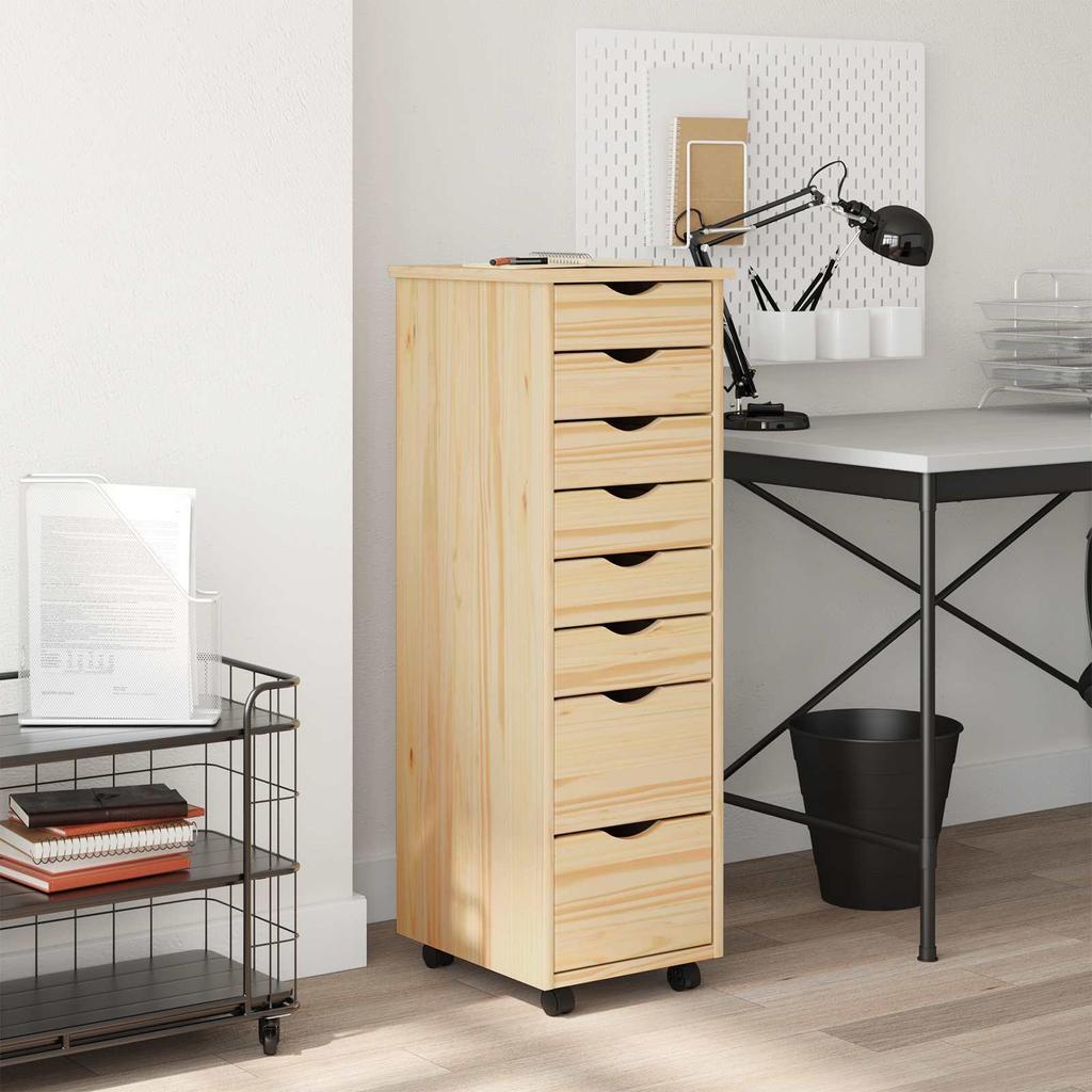 MOSS Mobile Storage Cart with Drawers Clear Lacquer Finish 34 x 39 x 103 cm