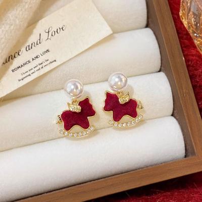 Wing Crystal Zodiac Pony Earrings Rhinestone Horse Stud Earrings Animal Earrings Girls Jewelry