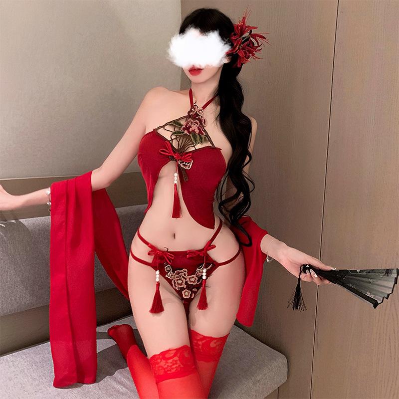 Sexy underwear national style large size antique style pure desire belly pocket temptation court style classical Hanfu fun underwear set