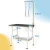Dog Grooming Table, Grooming Table with Adjustable Arm, Storage Compartment, Rubber Surface, 90 x 60 x 76 cm, Black