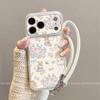 Applicable To Apple 17Pro New Mobile Phone Case Advanced Sense Iphone15pormax with Lanyard 16 Flowers Rabbit