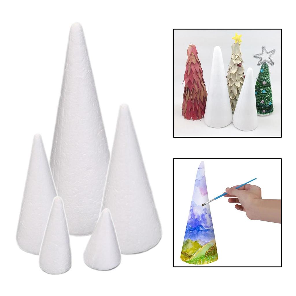 5 Pieces Foam Cones for Crafts Decorations Cake Topper Polystyrene Cones for Table Centerpiece Wedding Party Activities DIY Arts
