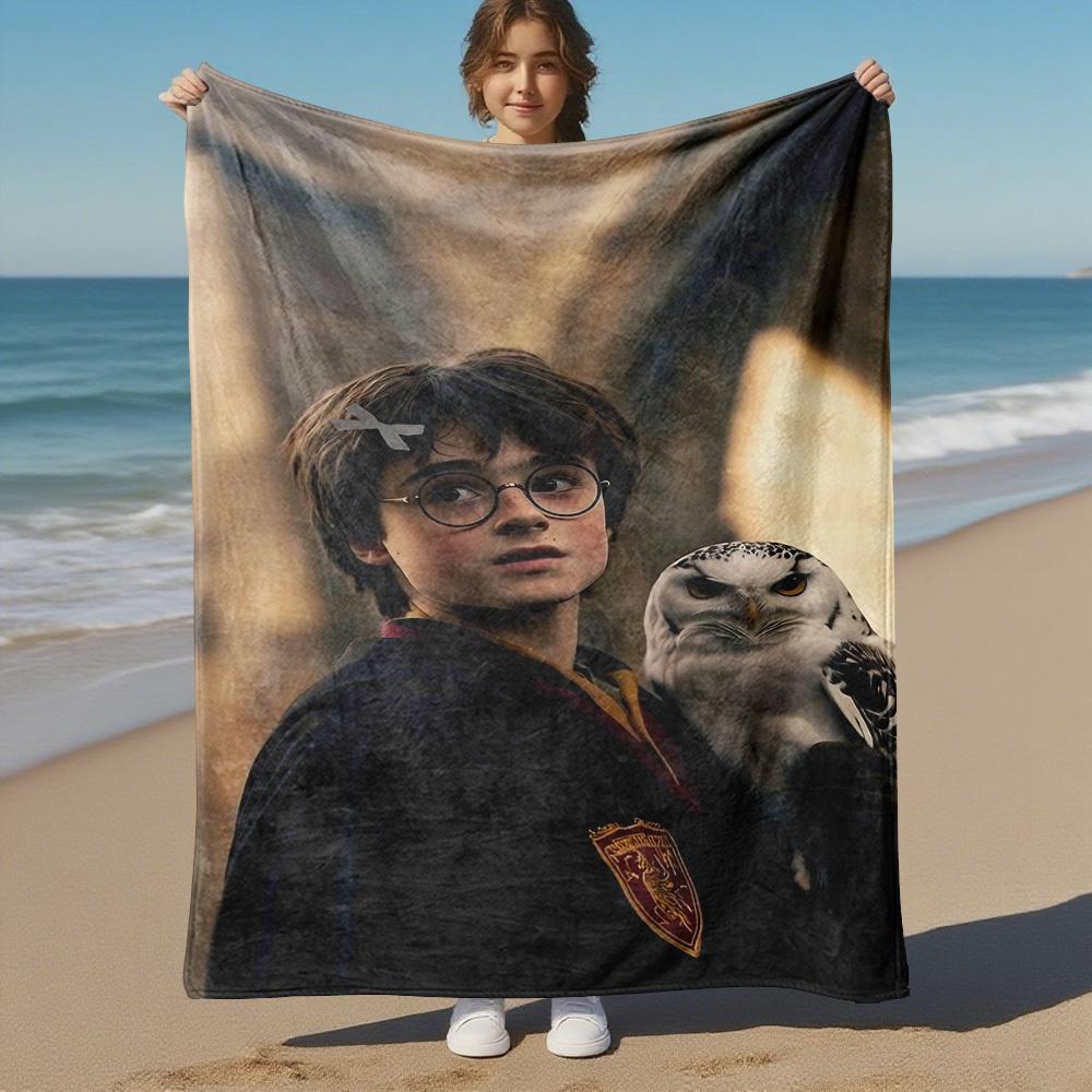 1pc Hogwarts Owl Harry Outdoor Flannel Throw Blanket All-Season Soft Warmth, travel,Gift for Home Decor-1031275