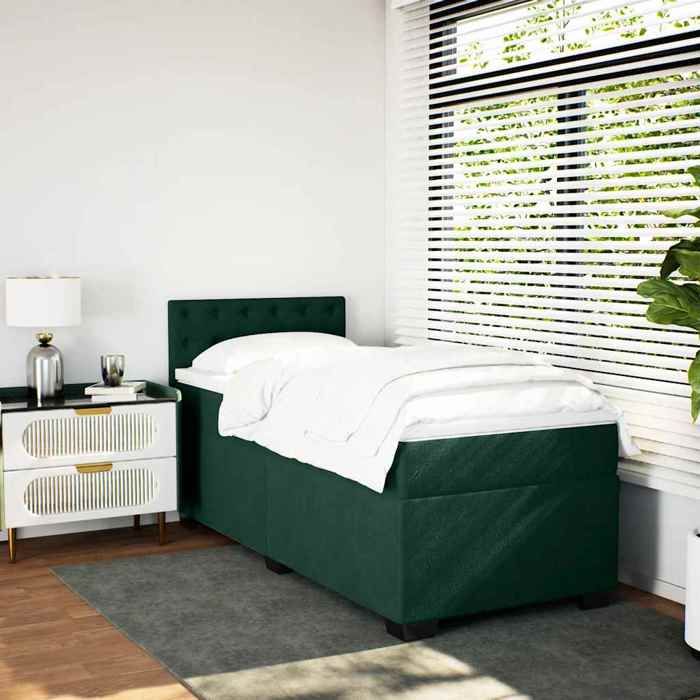 Maison Exclusive - Sommier à lattes de lit avec matelas Vert foncé 90x200 cm