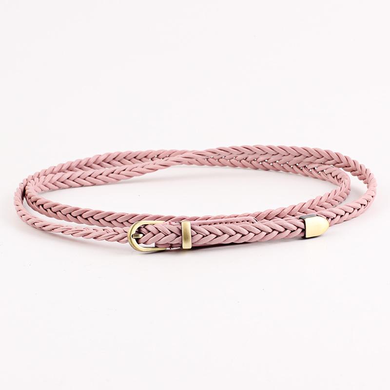 1spc Women's woven no punching needle buckle retro casual thin waist belt waist rope decoration dress shirt small belt