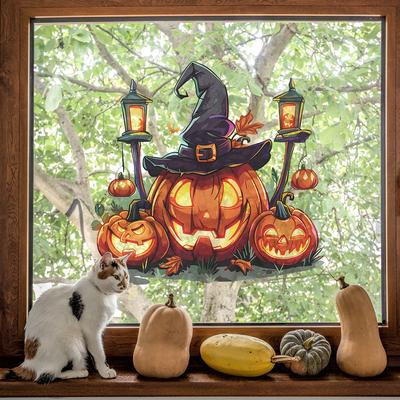 Fun-b58 Kreslená Halloweenska tekvica Jack-o '-lantern Spálňa Obývacia izba Domáca dekorácia pozadia Samolepka na stenu