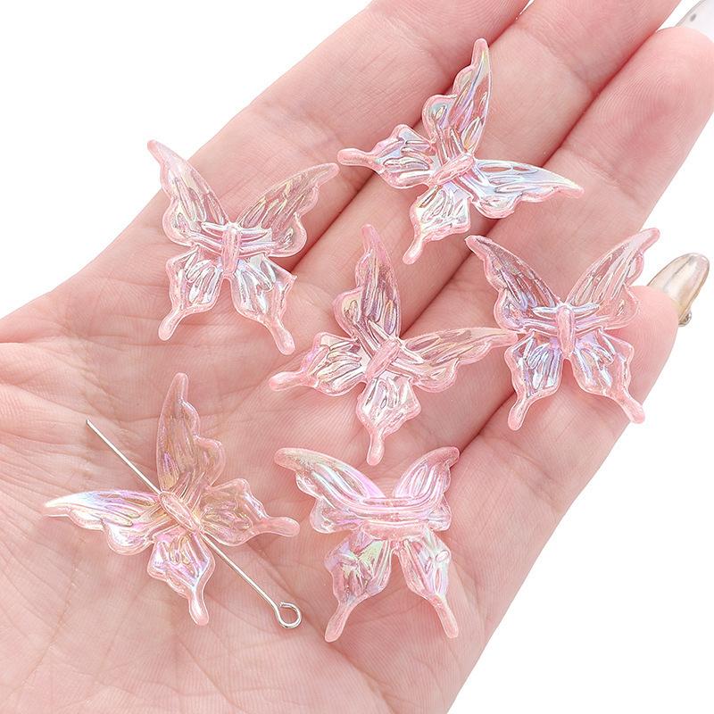 20pcs AB Double Color Butterfly Accessories DIY For Women Sweet Hair Ornament Rainbow Headwear Necklace Bracelet Jewelry Making