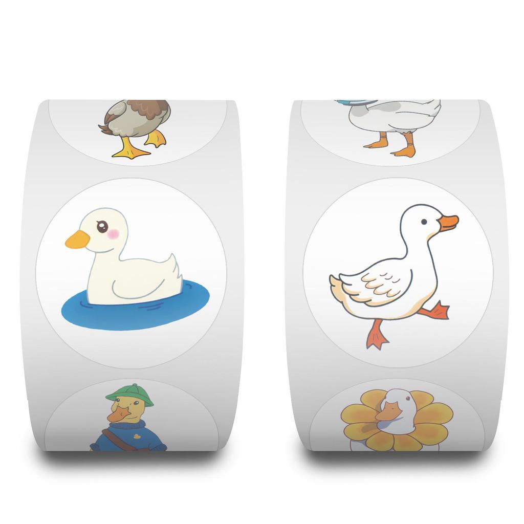 500-Sheet Roll of Love Duck Cartoon Stickers for Kids' Crafts and Decoration