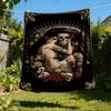 1pc Sugar Skull Outdoor Flannel Blanket, Cozy & Warm Soft Te Playful Design, Napping Camping,