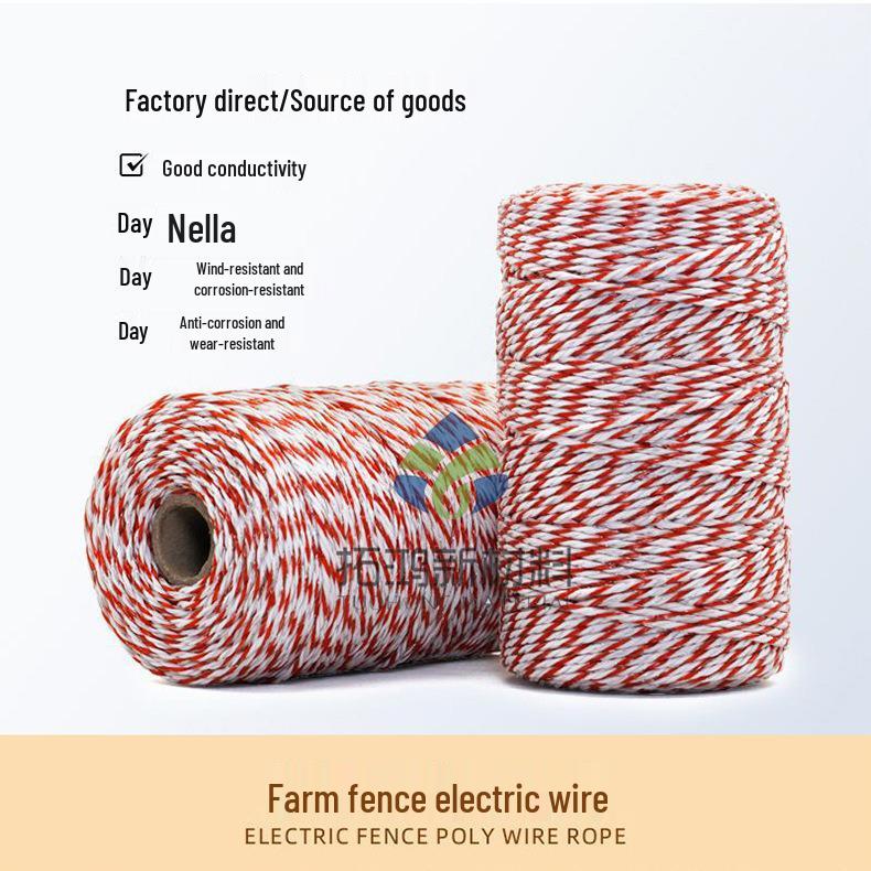 Energizing Rope for Electric Fences - Conductive Wire for Cattle, Horse, Sheep, Thickened Special Line