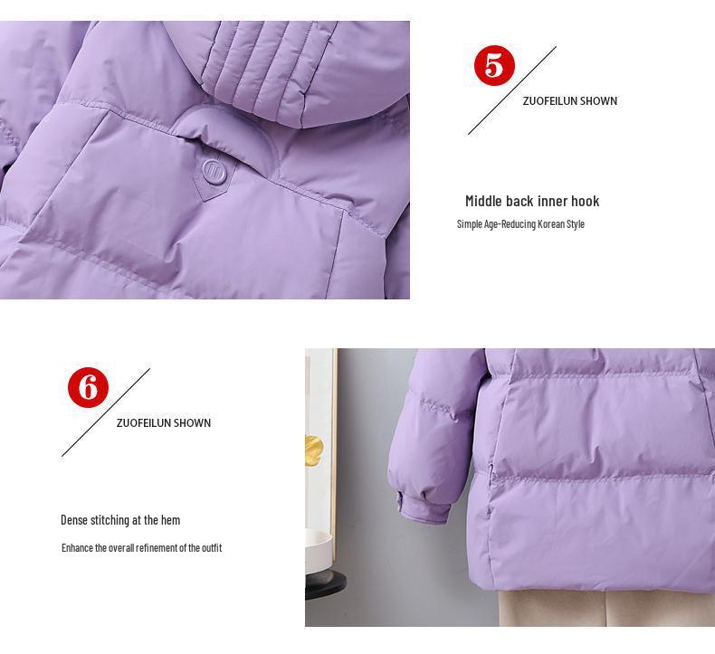 Women's 2025 Mid-Length White Duck Down Jacket - Trendy, Slimming, Thick Winter Coat with Auspicious Cloud Design