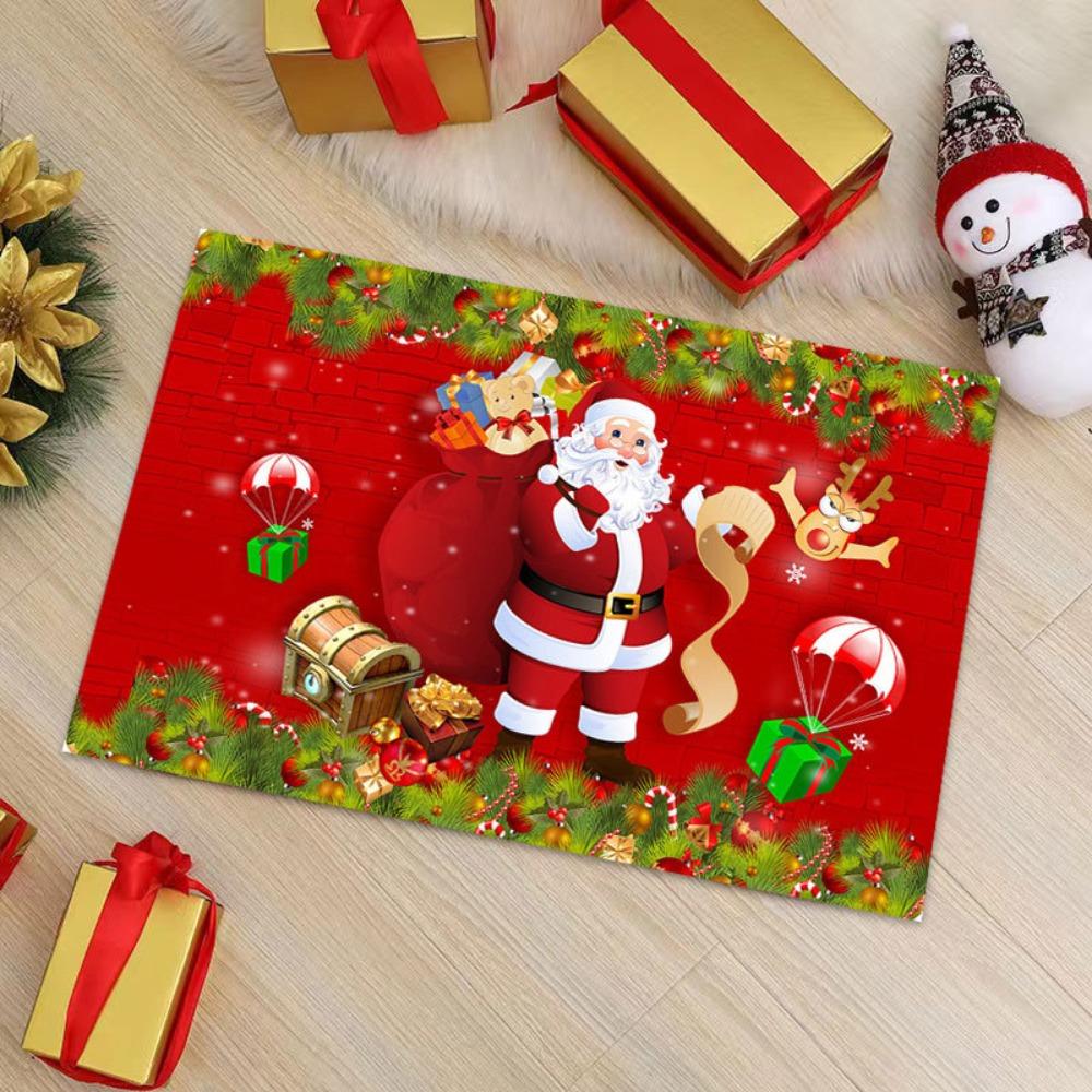 Non-Slip Xmas Doormat Crystal Velvet Floor Mat New Christmas Mat  Living Room
